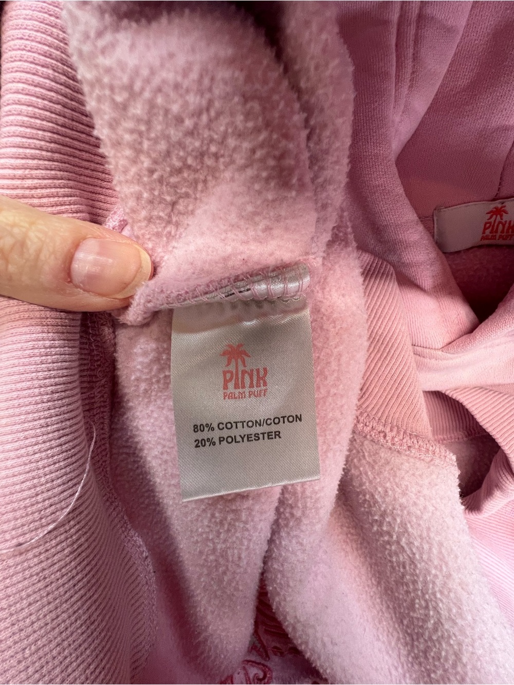 Pink Palm Puff Everything Comes In Embroidered Waves Hoodie Large - Picture 12 of 16